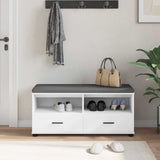 Hall Bench White 100 x 38 x 46 cm Engineered Wood and Fabric 891464
