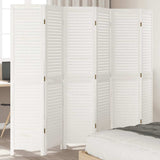 Room Divider 6 Panels White Solid Wood Paulownia 358842