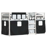 Bunk Bed without Mattress White&Black 75x190 cm Small Single Solid Wood Pine 3283913