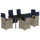 7 Piece Garden Dining Set with Cushions Grey Poly Rattan 3212624
