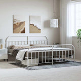 Bed Frame White Powder-Coated Steel Double Bed Frame 353708