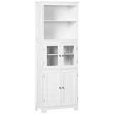 Freestanding Kitchen Cupboard, 4-Door Storage Cabinet with Adjustable Shelf and Glass Doors for T3398P344762