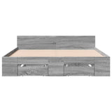 Bed Frame with Drawers without Mattress Grey Sonoma 150x200 cm King Size 3280746