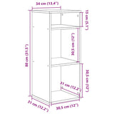 Book Cabinet White 34x31x80 cm Engineered Wood 860274