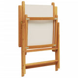 Reclining Garden Chairs 8 pcs Cream White Fabric and Solid Wood 3214540