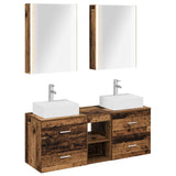 Bathroom Furniture Set 5 pcs Old Wood Engineered Wood and Glass 3406813