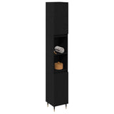 Bathroom Cabinet Black Oak 30 x 30 x 190 cm Engineered Wood 862881