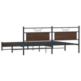 Metal Bed Frame without Mattress Brown Oak 193x201 cm 3325133