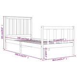 Bed Frame without Mattress White Solid Wood Small Single 3103869