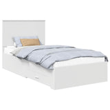 Bed Frame with Headboard White 100 x 200 cm Engineered Wood 3411341