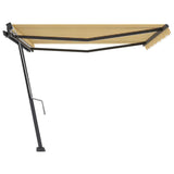 ZNTS Freestanding Manual Retractable Awning 400x300 cm Yellow/White 3069738