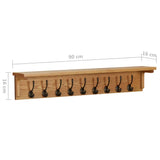 Coat Rack 90x16x16 cm Solid Oak Wood 289192