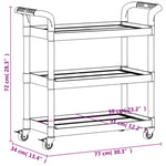 3-Tier Trolley Grey 77x34x72 cm Aluminium 30323