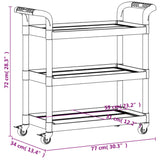 3-Tier Trolley Grey 77x34x72 cm Aluminium 30323