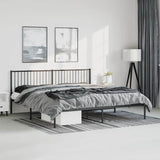 Metal Bed Frame without Mattress with Headboard Black 193x203cm 350870