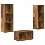 TV Cabinet Set Old Wood 37 x 37 x 107 cm Engineered Wood 3393363