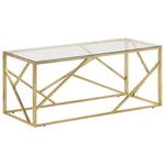 ZNTS Coffee Table Gold Stainless Steel and Tempered Glass 349938