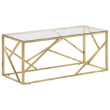 ZNTS Coffee Table Gold Stainless Steel and Tempered Glass 349938