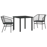Garden Dining Set 3 pcs Black Poly Rattan 3380904