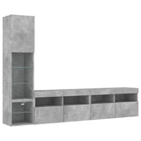 4 Piece TV Wall Units with LED Concrete Grey Engineered Wood 3216714