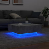 Coffee Table with LED Lights Concrete Grey 80x80x31 cm 836591