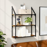 3-Tier Wall Shelf Smoked Oak 60x21x78.5 cm Engineered Wood 835451