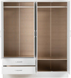 ZNTS Nevada 4 Door 2 Drawer Mirrored Wardrobe 100-101-088