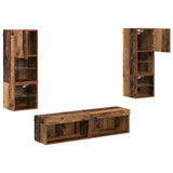TV Wall Unit Wall-mounted 6 pcs Old Wood Engineered Wood 3402929