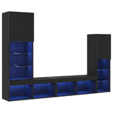 TV Cabinet 4 pcs Black oak Engineered wood 3334391