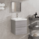 Bathroom Sink Cabinet with Basin and Mirror Grey Sonoma 3114177