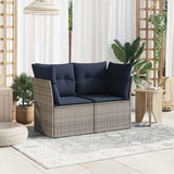 Garden Sofa with Cushion 8 pcs Grey and navy Poly rattan 366164