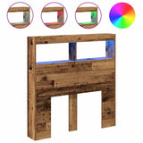Headboard Cabinet with LED Old Wood 100x17x102 cm 863125