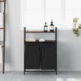 Laundry Basket 2 Compartments with Shelves Brown Oak 859089