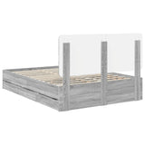 Bed Frame with Drawer Grey Sonoma 160 x 200 cm Engineer Wood 3412579