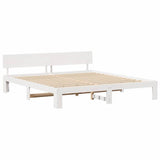 Bed Frame with Headboard White 200 x 200 cm Solid Pine Wood 872639