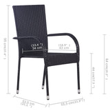 Dining Set Black Solid Acacia wood Medium Stackable 3068750