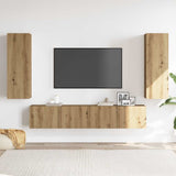 Wall Mounted TV cabinets 4 pcs Artisan Oak Engineered Wood 3328972