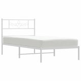 Metal Bed Frame without Mattress with Headboard White 100x200cm 355311