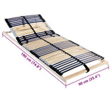 Slatted Bed Base Brown 90 x 190 cm Solid Beech Wood 42015258