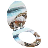 143924 WC Toilet Seat with Soft Close Lid MDF Muschel Design
