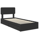 Storage Bed with Headboard Black 100 x 200 cm Engineered Wood 3412305