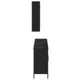 3 Piece Bathroom Cabinet Set Black Engineered Wood 3214730