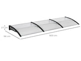 Front Door Canopy, Outdoor Awning, 303 x 96cm Rain Shelter for Window, Porch and Front/Back Door, T3398P314729