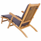 Folding Deck Chair with Cushion Dark Grey Solid Teak Wood 42030523