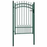 146385 Fence Gate "EMMEN" with Spikes Steel 104x117 cm Green