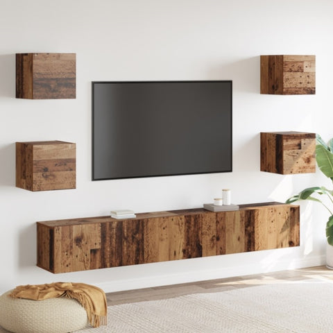 ZNTS TV Cabinet 6 pcs Brown 200 x 30 x 30 cm Solid acacia wood 3393456