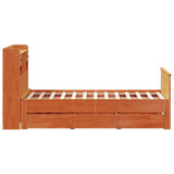 ZNTS Bookcase Bed without Mattress Wax Brown 120x200 cm Solid Wood Pine 3308926