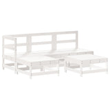 5 Piece Garden Lounge Set White Solid Wood Pine 3186523