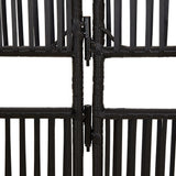 Room Divider 4 Panels Black Poly Rattan 365392