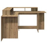 Desk with LED Lights Artisian Oak 152x152x91 cm Engineered Wood 3309464